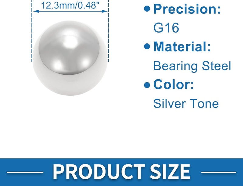 HEROFFIX 12.3mm Bearing Ball Bearing Steel G16 Precision Ball Silver Tone 50 Pcs - Image 3